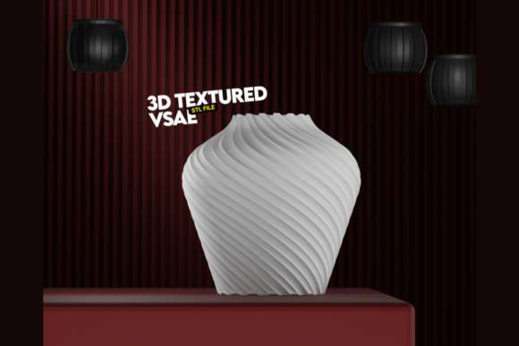 3D Textured Vase STL File: Modern Spiral Design