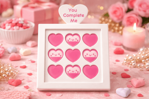 3D Tic Tac Toe Valentine STL & 3MF Files: A Game for Your Heart