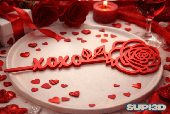 3D Valentine Rose XOXO: A Modern Decor Piece