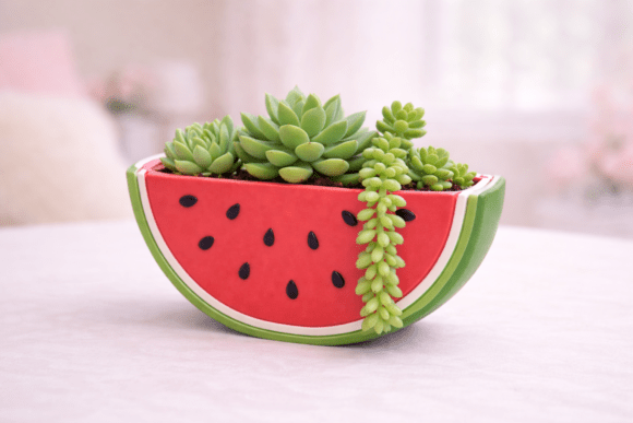 3D Watermelon Planter STL 083: A Sweet Digital Download for Your Home