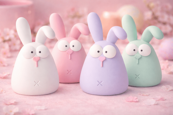 Adorable 3D Kawaii Easter Bunny Figurines