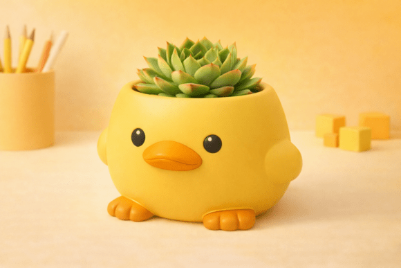 Adorable Kawaii Chick Planter STL for 3D Printing