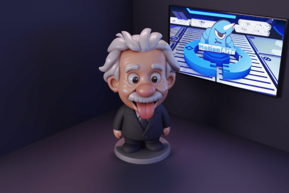 Albert Einstein Cartoon: A Creative 3D Design Asset