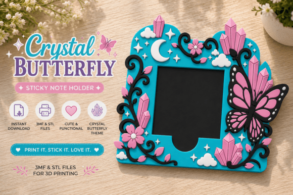 Butterfly Sticky Note Holder 3d Print