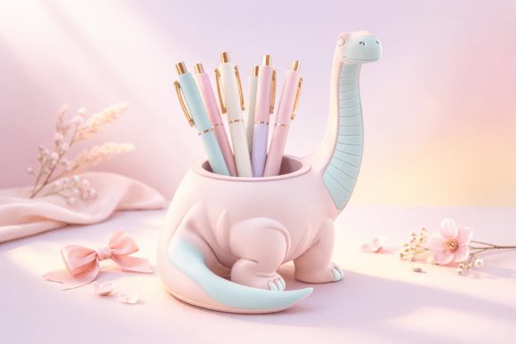 Charming Dinosaur Pen Holder STL for a Pastel Desk Makeover