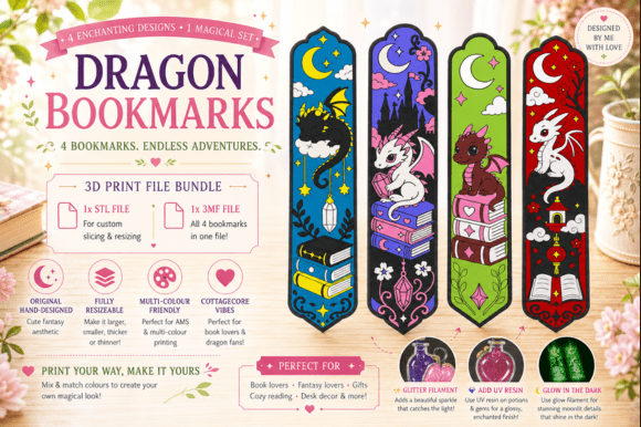Create Magic With Fantasy Dragon Bookmarks 3D Print Files