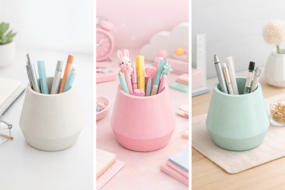 Cute Pastel Kawaii Pen Holder Organizer for 3D Printing
