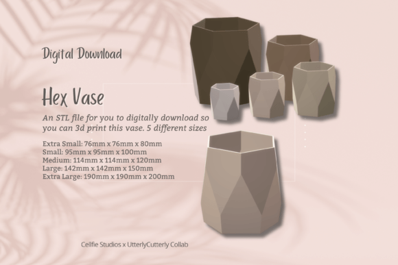 Geometric Hex Vase Planter 3D Print STL File