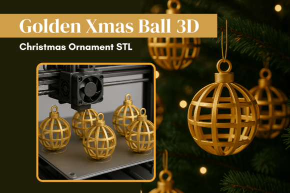 Golden 3D Christmas Ornament STL: Elevate Your Holiday Decor
