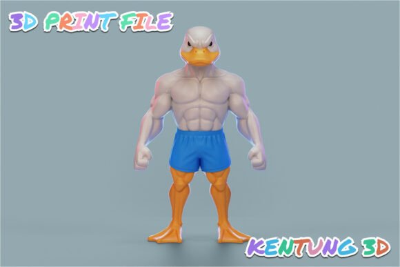 Muscular Duck 3D Print Model: Hilarious Gym Bro Collectible
