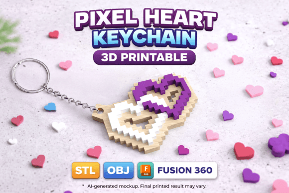 Pixel Heart Keychain: A Modern 3D Printable Design