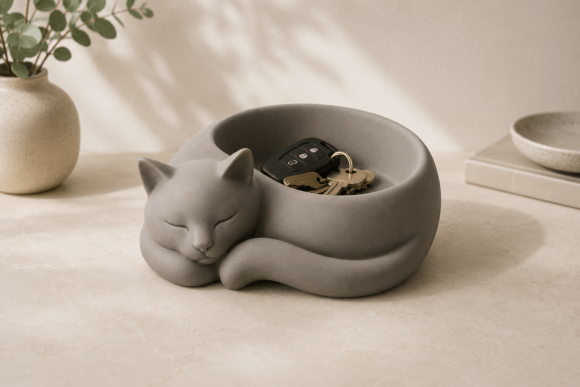 Sleeping Cat Key Bowl STL